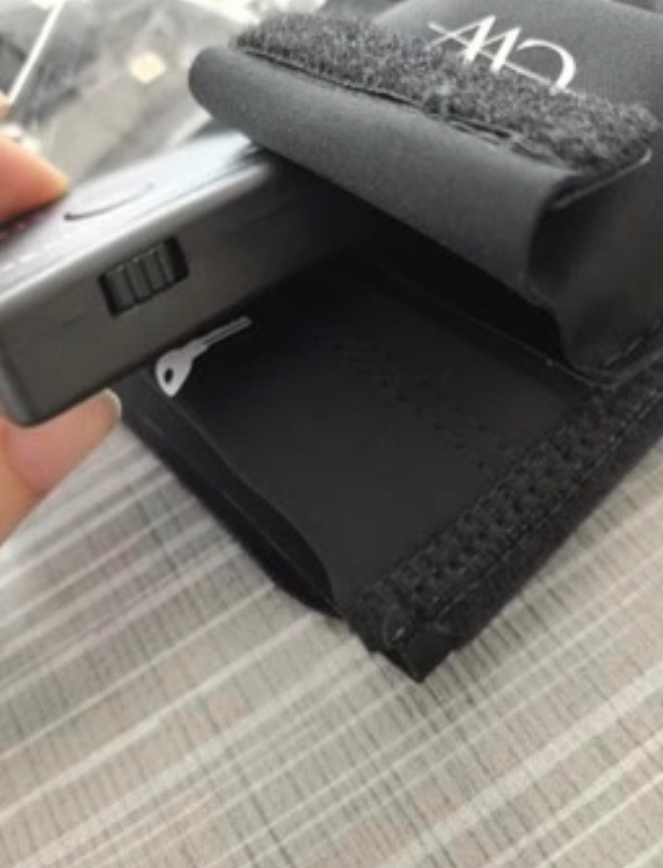 Battery switch on the Colorway LED strip housing